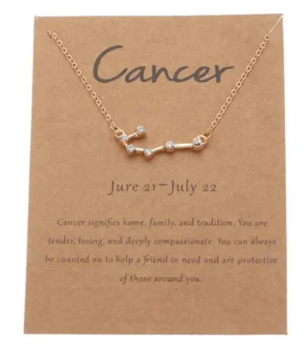 Cancer Zodiac Pendant Necklace 18K Plated Stainless Steel