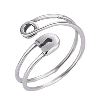 Boho Chic Sterling Silver Safety Pin Thumb Ring - Adjustable Safety Pin Design