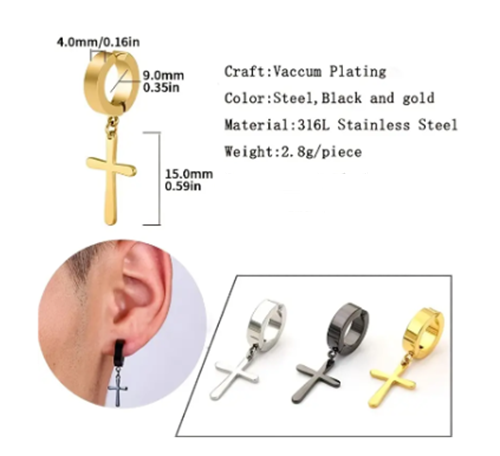 12 Pair - Stainless Steel Magnetic Non-Piercing Clip On Dangle Earring Set