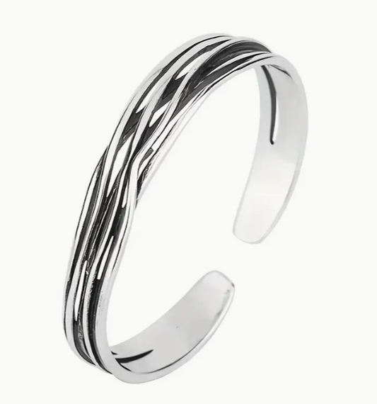 Simple Irregular Silver Cuff Bracelet Adjustable Fashion Statement Jewelry