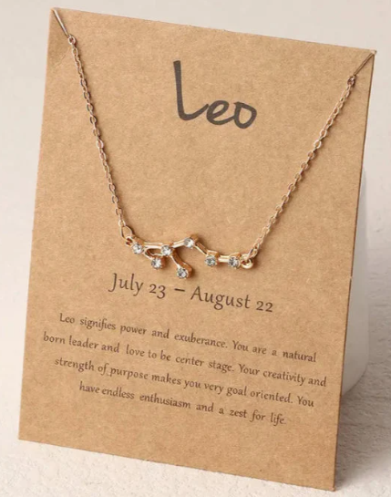 Leo Zodiac Pendant Necklace 18K Plated Stainless Steel