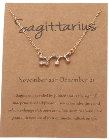 Sagittarius Zodiac Pendant Necklace 18K Plated Stainless Steel