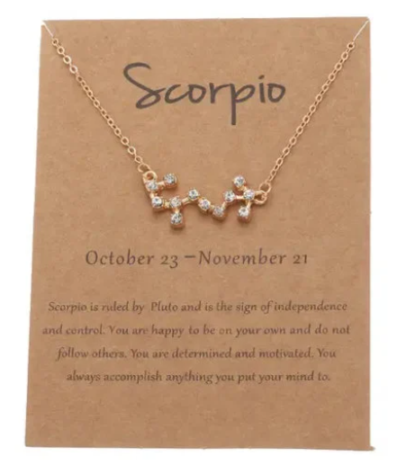 Scorpio Zodiac Pendant Necklace 18K Plated Stainless Steel