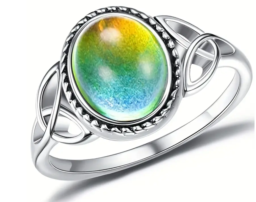 Celtic Design Band - Boho Style Mood Stone - Color Changing Ring - High Quality Stainless Steel - Statement Ring for Women- Nostalgic