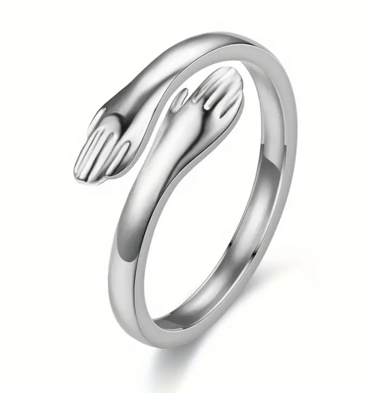 Hug Embrace Statement Ring - Stainless Steel Ring - Adjustable to fit most fingers