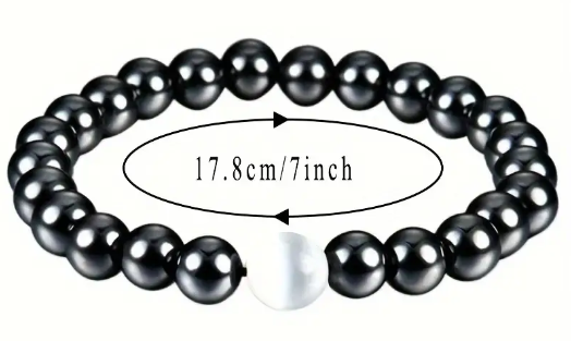 Hematite Stone Beaded Bracelet for Women & Men - "The Stone of the Mind" - Magnetic Therapy - Biomagnetic Therapy - Magnetherapy