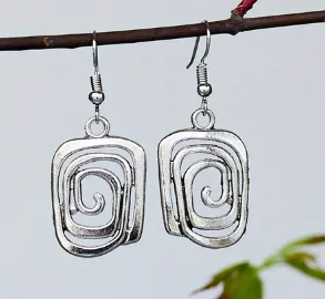 Vintage Bohemian Style - Silver Plated - Dangle Earrings - Hypoallergenic