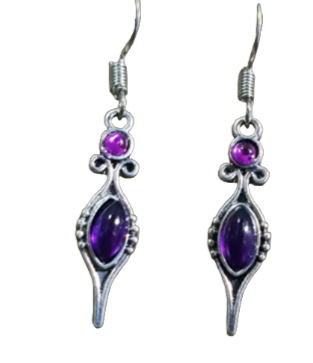 Retro Bohemian Purple Synthetic Gemstone Water Drop Dangle Earrings