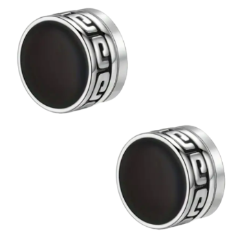 1 Pair .3 Inch - Round Black Titanium Steel Magnetic Non-Piercing Stud Earrings