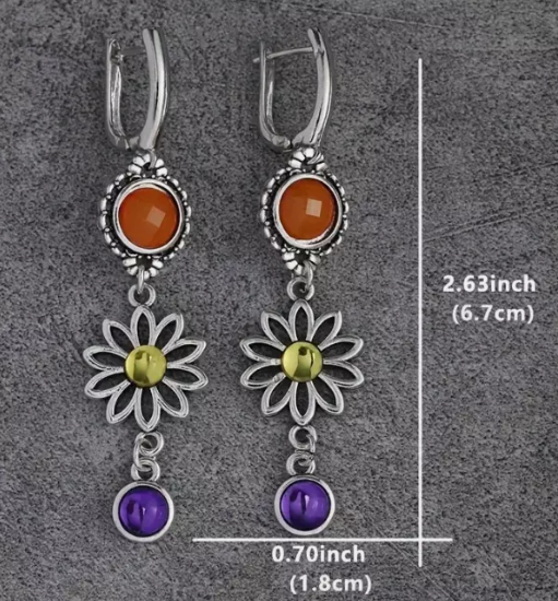 Retro Bohemian Hollow Flower Design Dangle Earrings