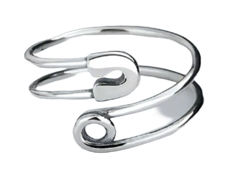 Boho Chic Sterling Silver Safety Pin Thumb Ring - Adjustable Safety Pin Design