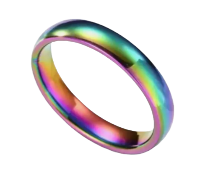 Domed Rainbow Color Stainless Steel Comfort Band Ring Band Width 4MM