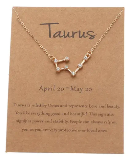 Taurus Zodiac Pendant Necklace 18K Plated Stainless Steel